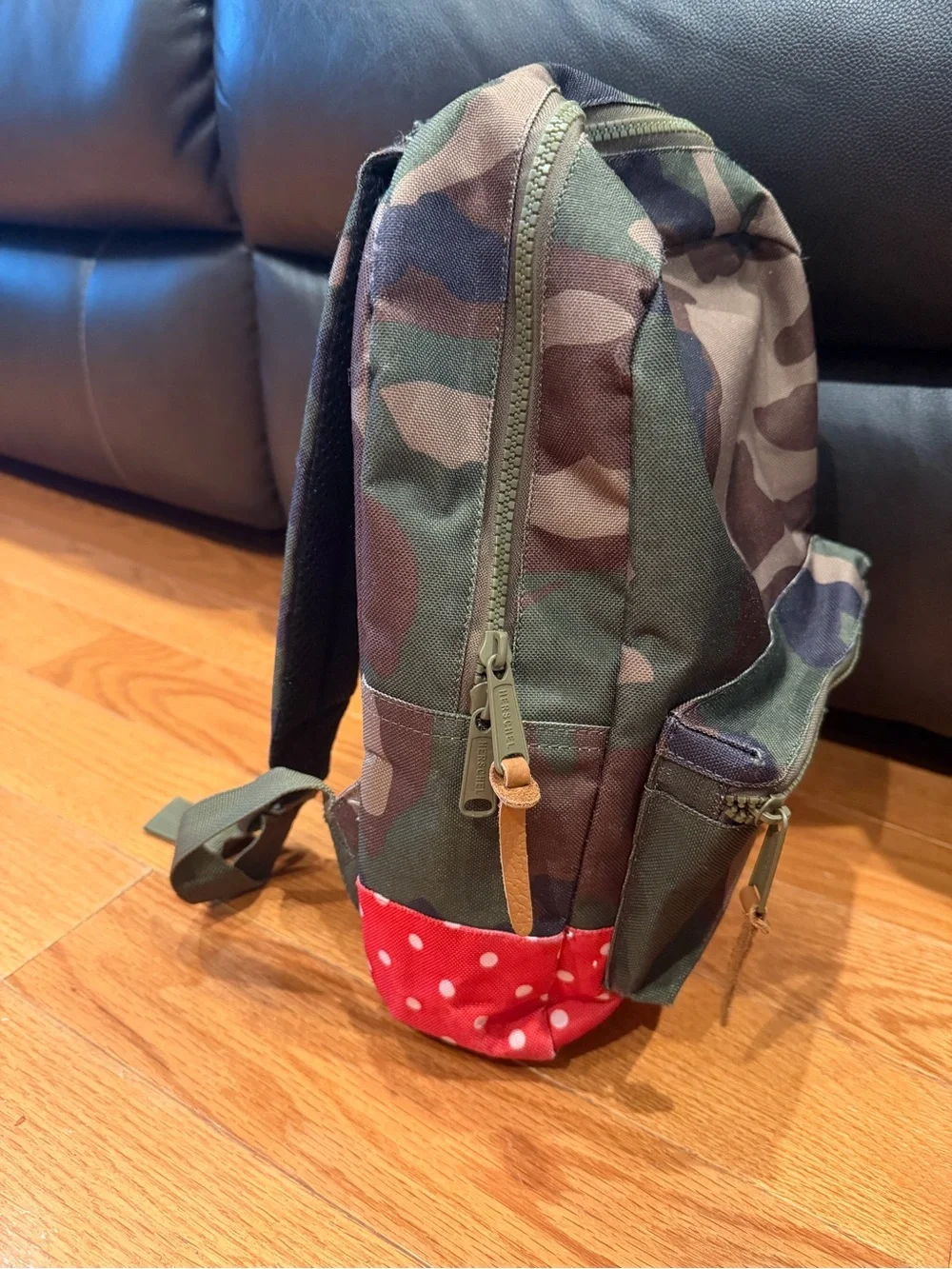 Vintage Herschel Supply Co. Youth Camo Backpack Red Polka Dot